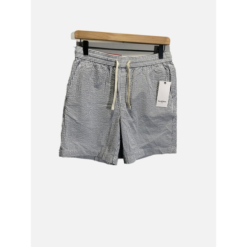Goodfellow Pull-On Shorts Mens XS Blue White Seersucker Striped Vacay Summer